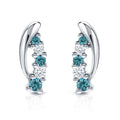 Auriya 14K White Gold 1 4Ct Tdw 5 Stone Blue And White Diamond Stud Earrings Si1 Si2