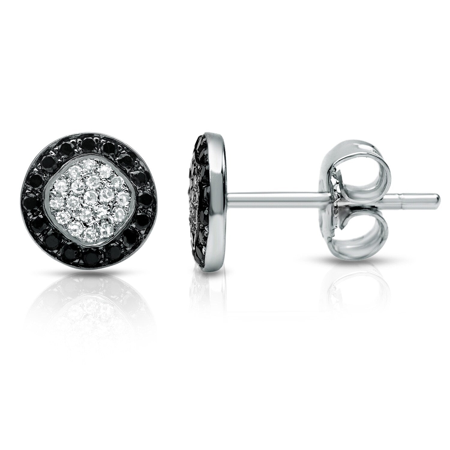 Auriya 14K White Gold 1 4Ct Tdw Black And White Diamond Stud Earrings H I Si1 Si2
