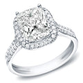 Auriya 14K White Gold 2Ct Tdw Certified Cushion Diamond Engagement Ring I Vs1 Vs2
