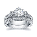 Auriya Vintage 2Ct Tdw Certified Round Diamond Engagement Ring Set 14K White Gold