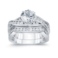 Auriya 14K White Gold 2Ct Tdw Round Infinity Inspired Channel Set Diamond Engagement Ring Set