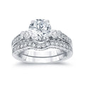 Auriya 2Ct Tdw Round 3 Stone Diamond Engagement Ring Set 14K Gold Certified