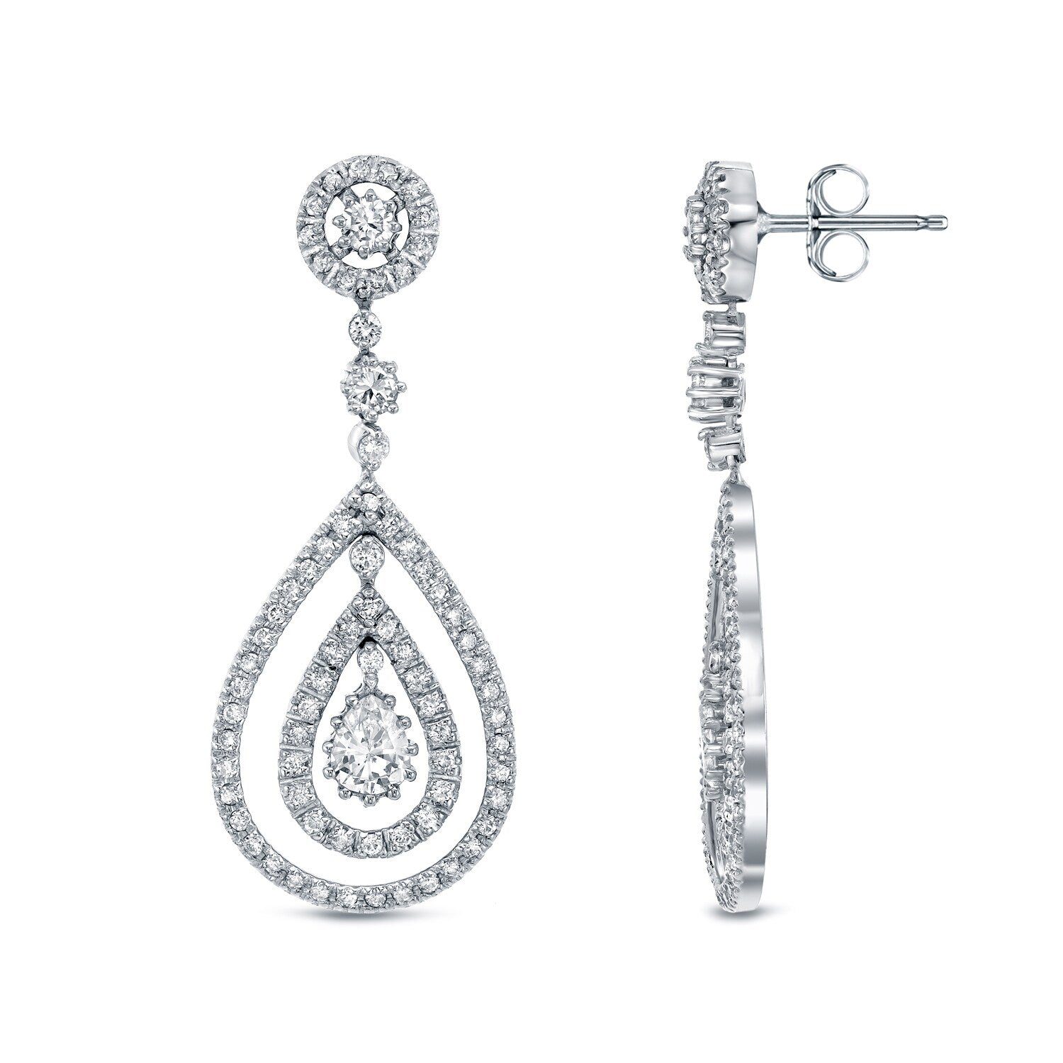 Auriya 14K White Gold 3Ct Tdw Diamond Dangle Earrings F G Si1 Si2