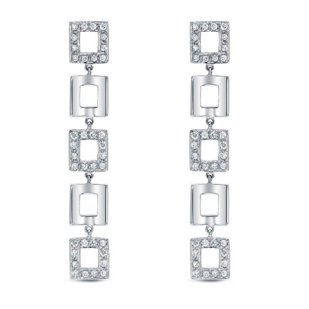 Auriya 14K Gold 5 8Ct Tdw Geometric Square Diamond Linear Earrings H I Si1 Si2