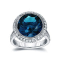 Auriya 14K White Gold 6 3 4Ct Tdw Round Blue Diamond Halo Engagement Ring