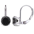 Auriya 1 2Ct To 4Ct Tw Round Black Diamond Solitaire Leverback Earrings 14K White Gold