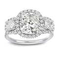 Three Stone 4 2 5Ct Tdw Certified Cushion Cut Diamond Halo Engagement Ring In 14K Gold By Auriya