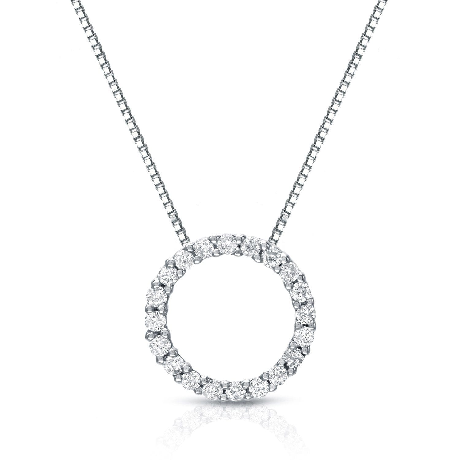 Auriya 14K White Gold Fashion Circle Of Life Diamond Necklace