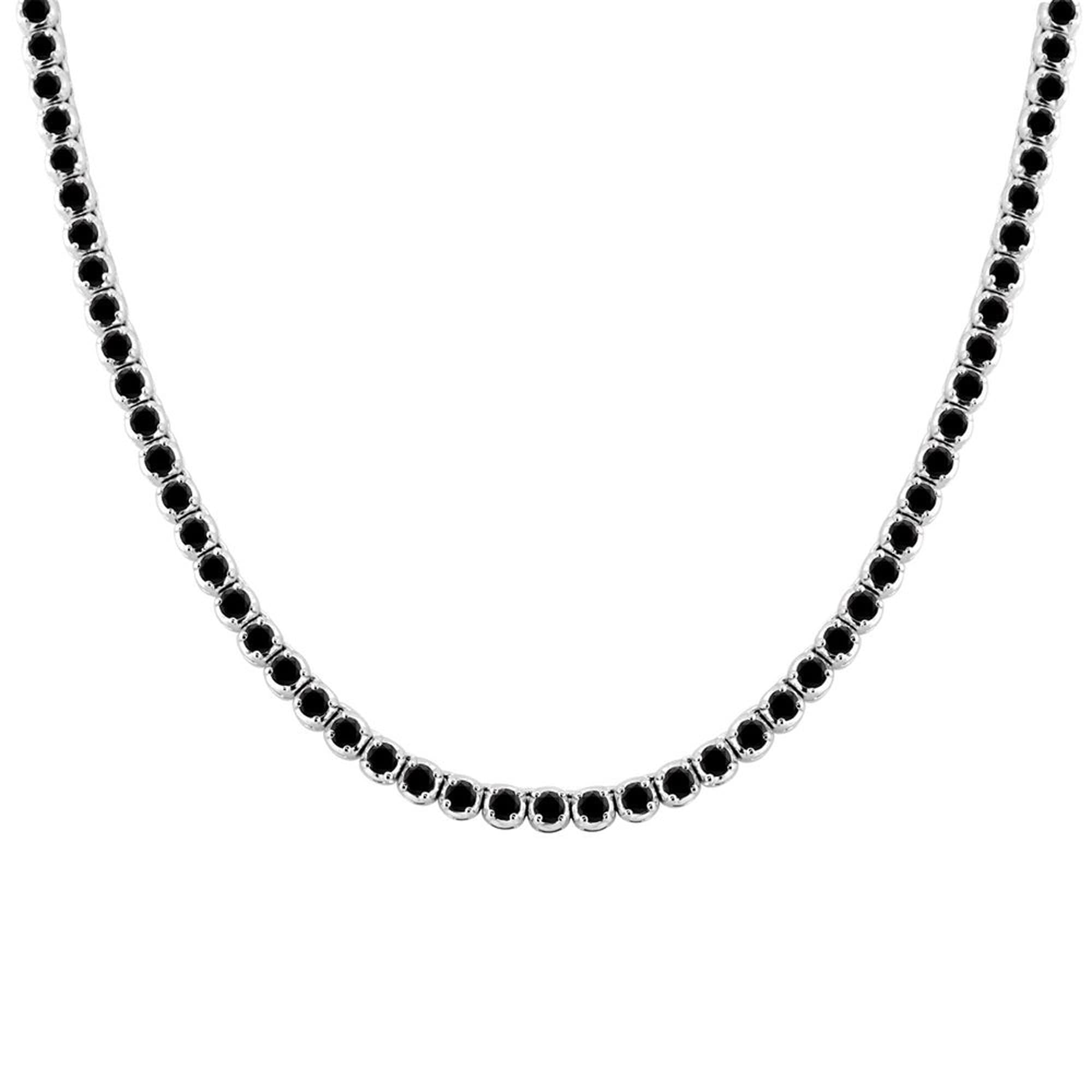 Auriya 15Ctw Black Diamond Tennis Necklace 14K Gold 22 Inch
