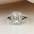 Auriya 18K White Gold 2 1 2Ct Tdw Vintage Emerald Cut Halo Diamond Engagement Ring