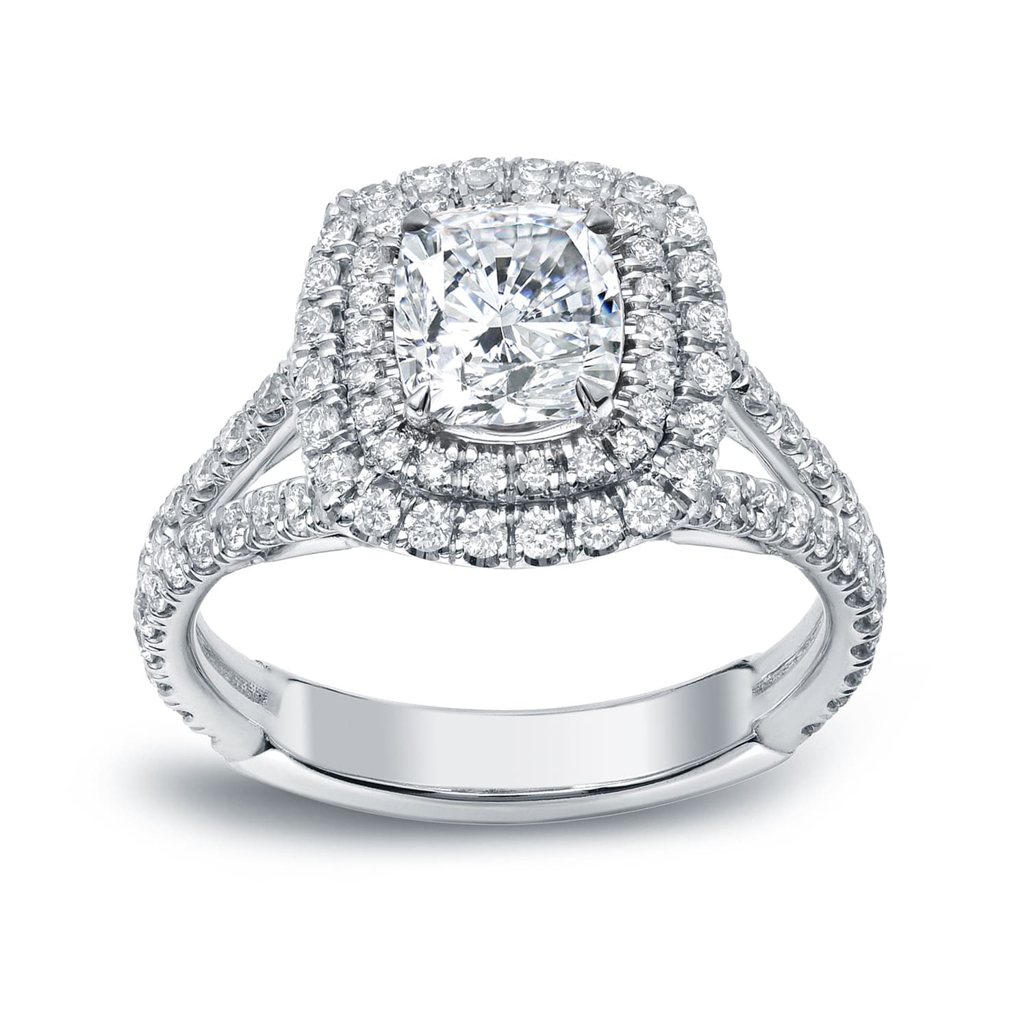 Auriya 2 1 4Ct Tdw Cushion Cut Diamond Halo Engagement Ring 18K Gold Certified