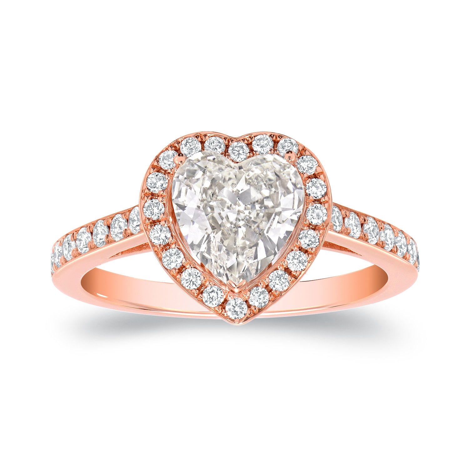 Auriya Heart Shaped Diamond Halo Engagement Ring 1 4 5Ct Tdw 18K Rose Gold Certified I J Vs1 Vs2