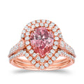 Auriya 18K Rose Gold 2 3 5Ct Tdw Fancy Pink Diamond Pear Halo Ring Vs1 Vs2