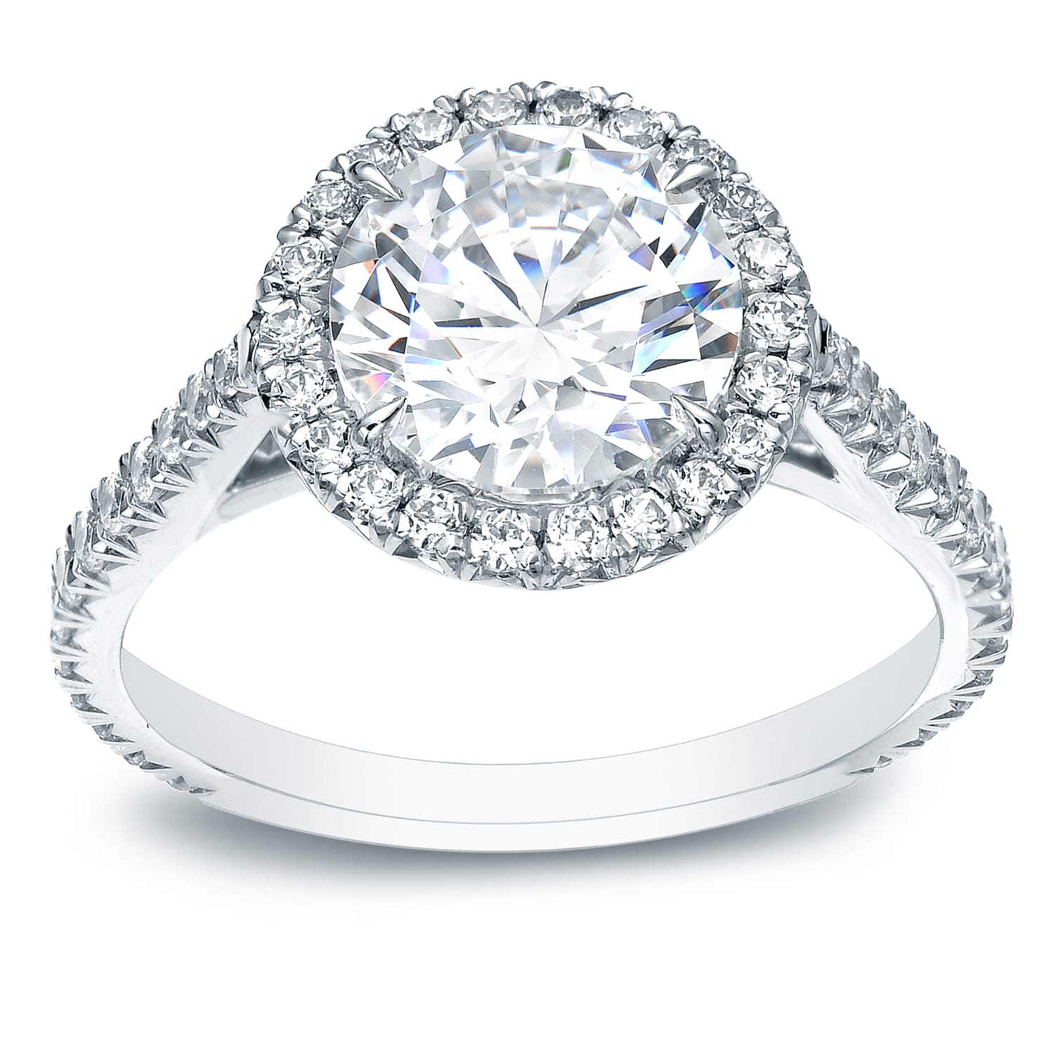 Auriya 1 4 5Cttw Certified Round Diamond Halo Engagement Ring 18K White Gold H I Si1 Si2