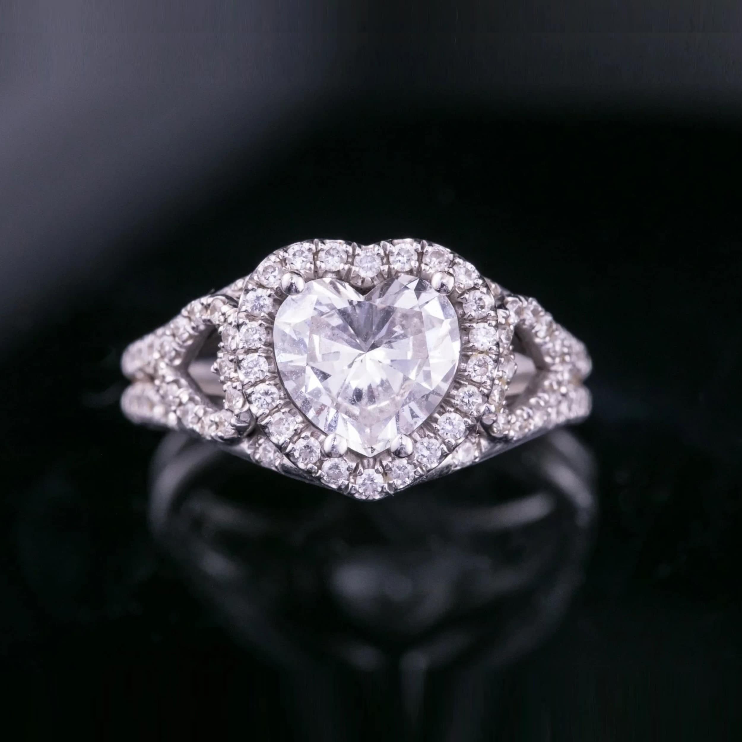 Auriya 1 7 8Ct Tdw Heart Shaped Diamond Halo Engagement Ring 18K White Gold Certified