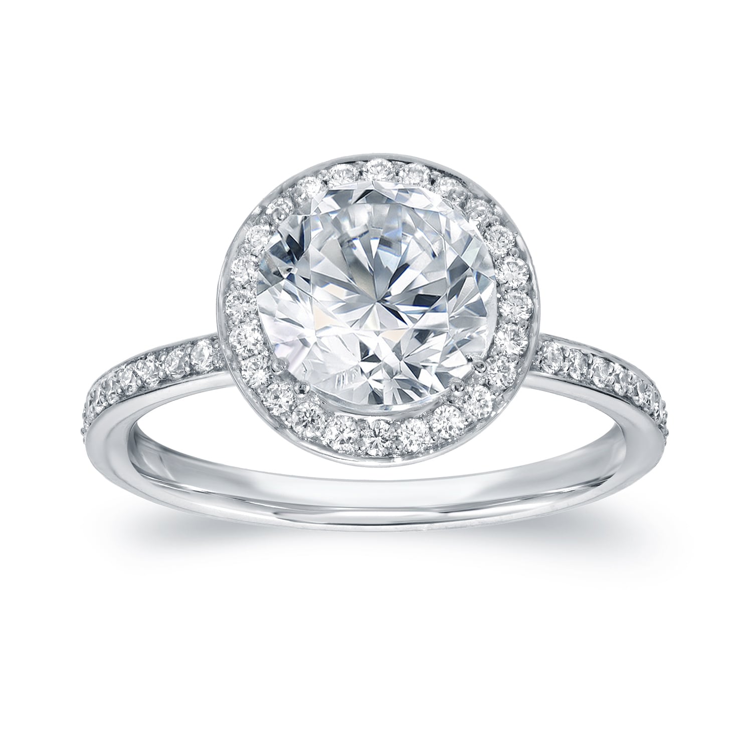 Auriya 2 2 5Ct Tdw Round Diamond Halo Engagement Ring 18K White Gold Certified G H Si1 Si2