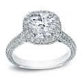Auriya 18K White Gold 3Ct Tdw Certified Cushion Halo Pave Engagement Ring