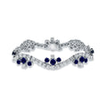 Auriya 18K White Gold 6 1 2Ct Blue Sappbire And 7 1 2Ct Tdw Round Diamond Bracelet E F Vs1 Vs2
