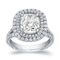 18K White Gold 4 1 5Ct Tdw Certified Cushion Cut Double Halo Diamond Engagement Ring By Auriya