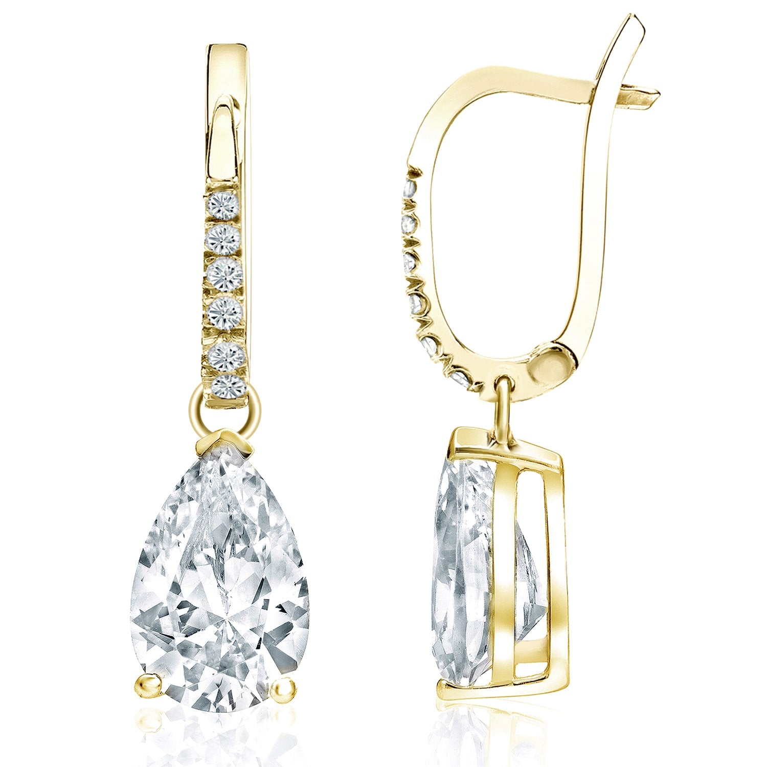 18K Yellow Gold 2 1 10Ct Tdw Pear Shaped Diamond Dangle Earrings By Auriya