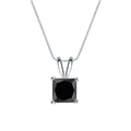 Auriya 14K Gold 1Ct Tdw Black Princess Cut Diamond Solitaire Necklace