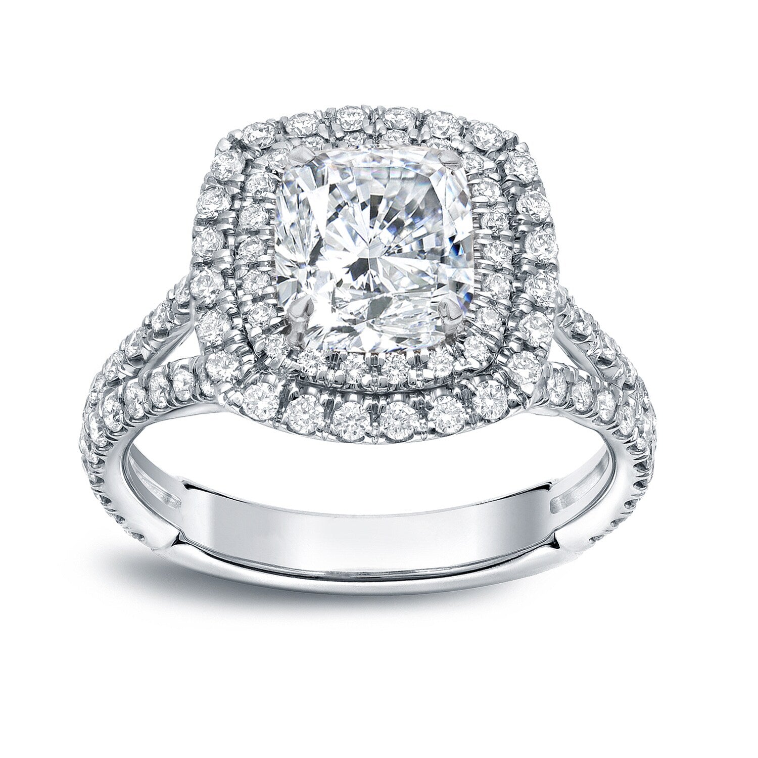 Auriya 2 1 2 Carat Tw Cushion Cut Halo Diamond Engagement Ring 18K Gold Certified