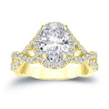 Auriya 14K Gold Twisted 2 1 8Ct Tdw Certified Oval Cut Diamond Halo Engagement Ring