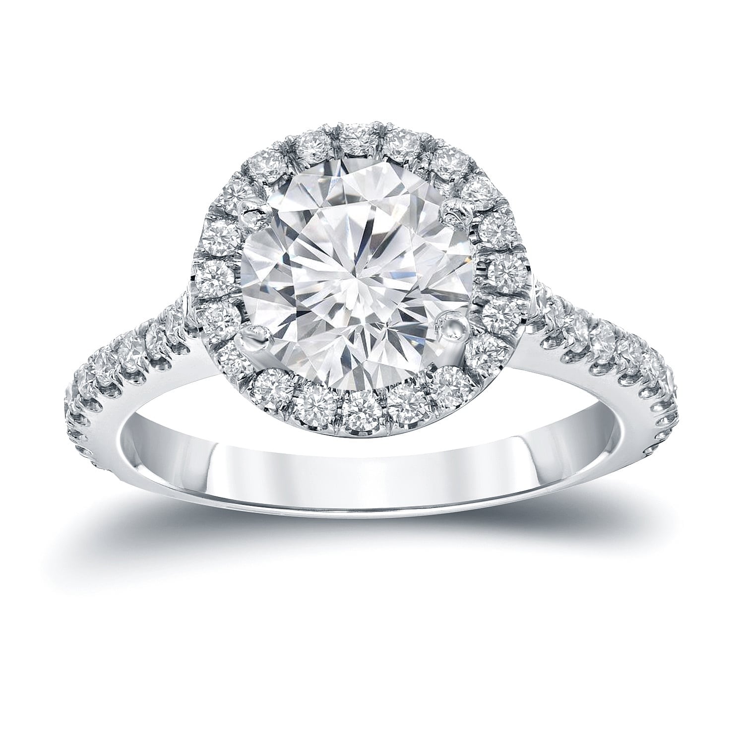 Auriya 2 2 5Ctw Round Halo Diamond Engagement Ring 14K Gold Certified