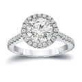 Auriya 2 2 5Ctw Round Halo Diamond Engagement Ring 14K Gold Certified