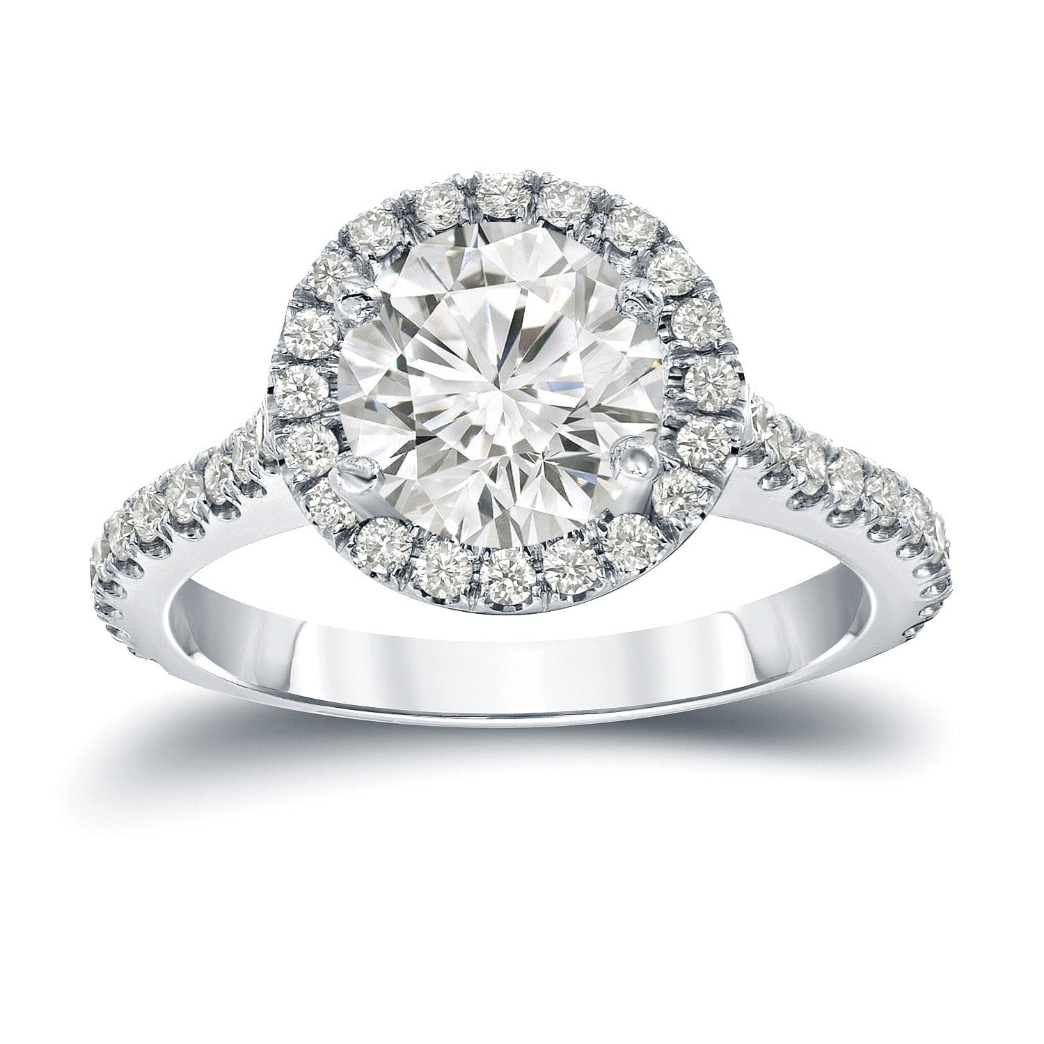 Auriya 2 2 5Ctw Round Halo Diamond Engagement Ring 14K Gold Certified