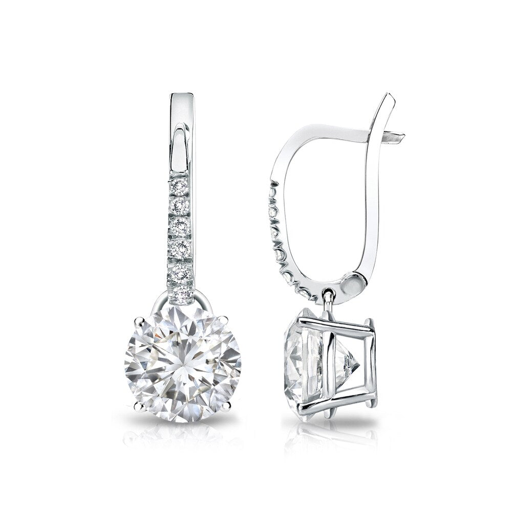 Auriya 14K Gold 2Ct Tdw Round Diamond Dangle Earrings