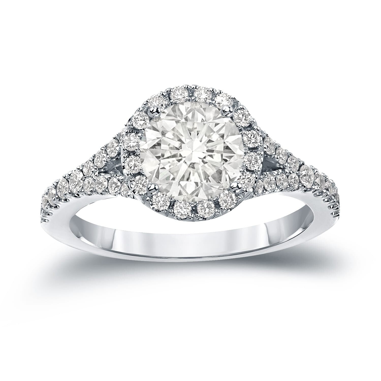 Auriya 2 Carat Tw Round Halo Diamond Engagement Ring 14K Gold Certified