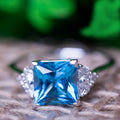 14Kt Fancy 3 1 10Ct Princess Swiss Blue Topaz And 1 3Ct Tdw Diamond Engagement Ring