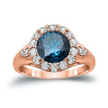 Auriya 3 1 3Ct Tdw Round Blue Diamond Halo Engagement Ring 14K Gold