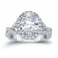 Auriya 14K Gold 3 1 8Ct Tdw Certified Oval Diamond Halo Engagement Ring