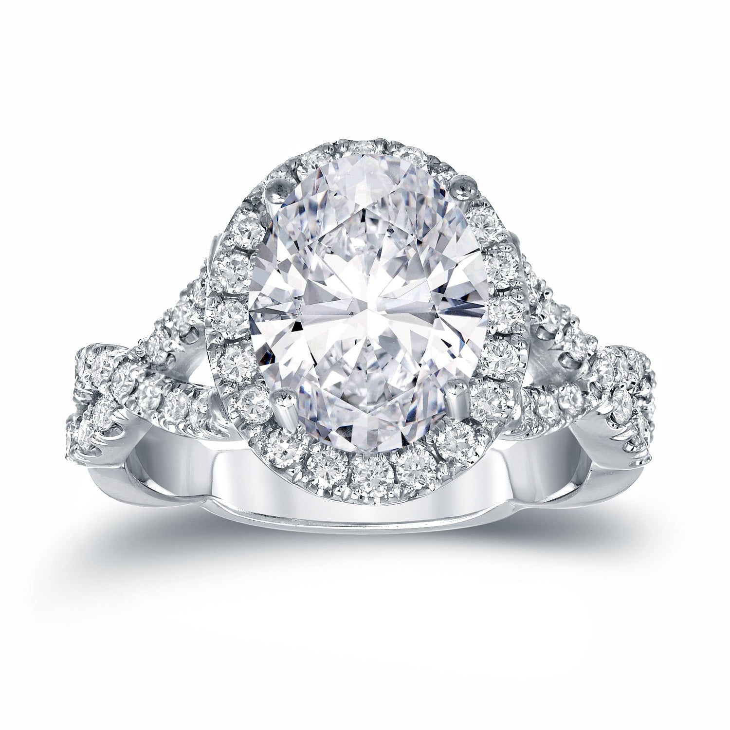 Auriya 14K Gold 3 1 8Ct Tdw Certified Oval Diamond Halo Engagement Ring