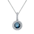 Auriya 14K Gold 3 1 8Ct Tdw Round Double Halo Blue Diamond Necklace