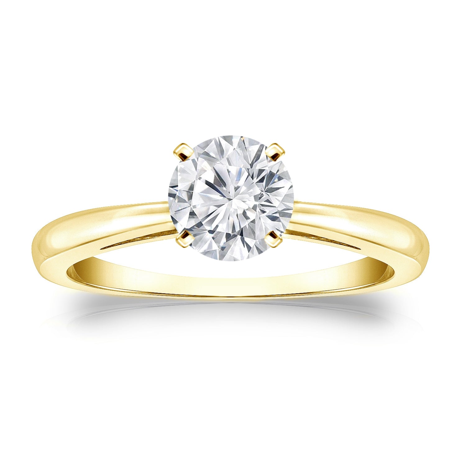 Auriya 3 4Ctw Round Diamond Solitaire Engagement Ring 18K Gold