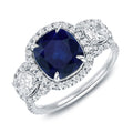 Auriya 3Ct Sapphire Cushion And 1 2 5Ct Tdw Diamond Halo Engagement Ring 14K White Gold
