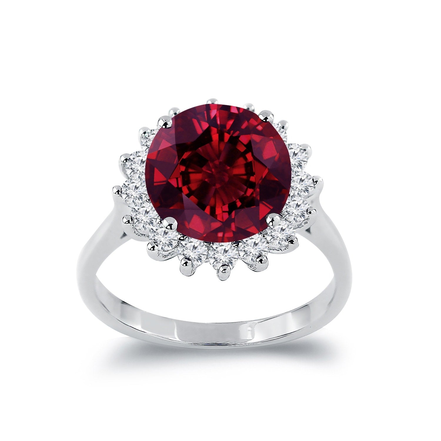 Auriya 5 3 8Ct Ruby Gemstone And 5 8Ct Tdw Diamond Halo Engagement Ring 18K Gold