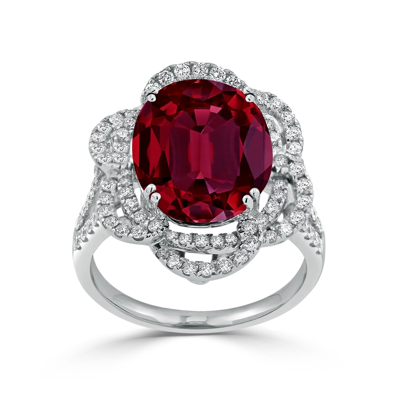 Auriya 9 1 4Ct Ruby Gemstone And 3 4Ct Tdw Diamond Halo Engagement Ring 18K Gold