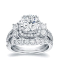 Auriya Unique 2 1 3Ct Tdw Round Diamond Halo Engagement Ring Set 14K Gold