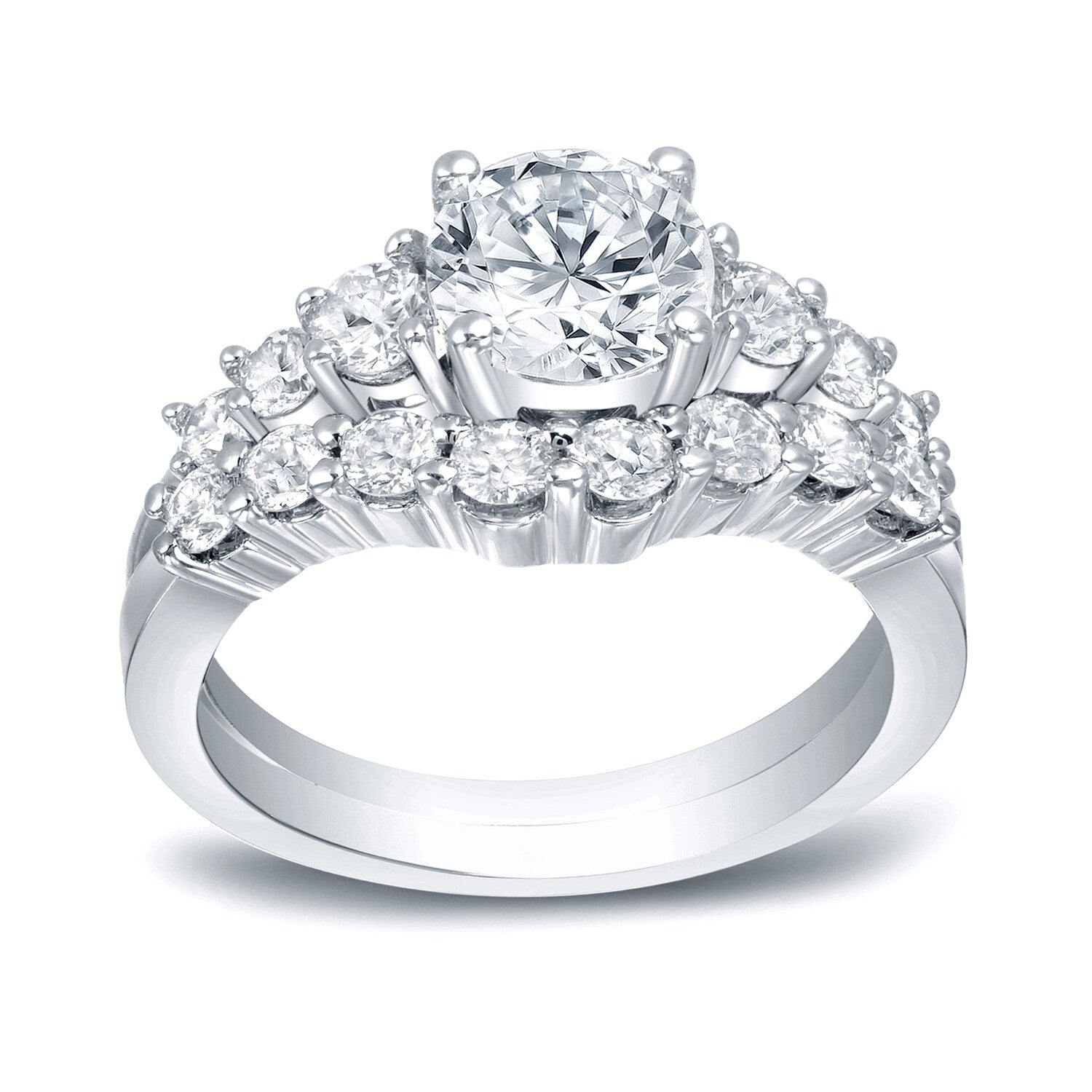 Auriya 3Ct Tdw Certified Round Diamond Bridal Ring Set 14K White Gold
