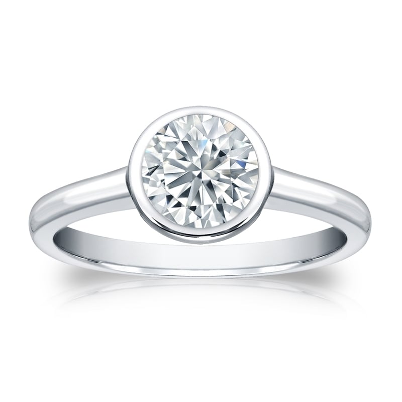Auriya 14K Gold Gia Certified 1.50Ct Tdw Solitaire Bezel Set Diamond Engagement Ring