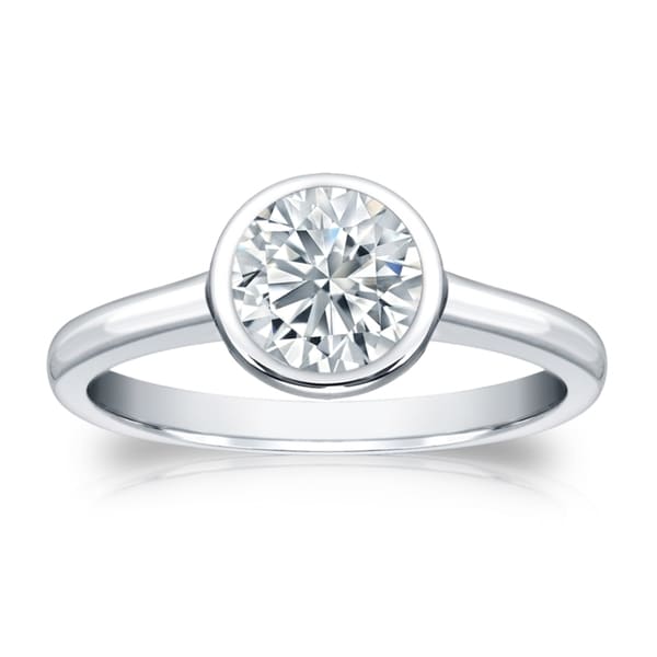 Auriya 14K Gold Gia Certified 1.75Ct Tdw Solitaire Bezel Set Diamond Engagement Ring