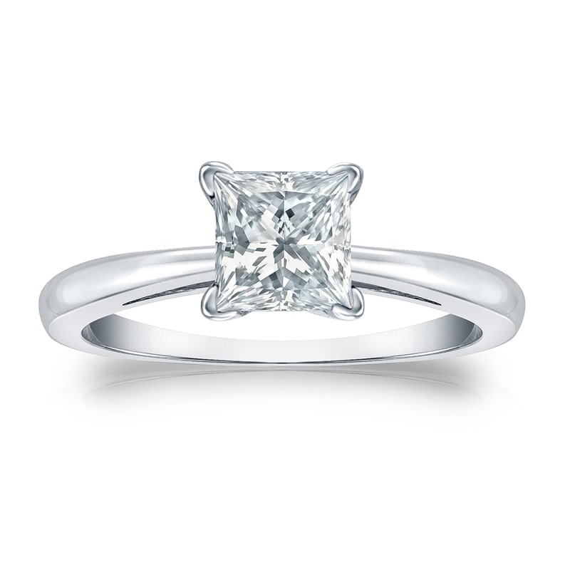 Auriya 18K Gold Gia Certified 2.25 Carat Tw Princess Cut Solitaire Diamond Engagement Ring