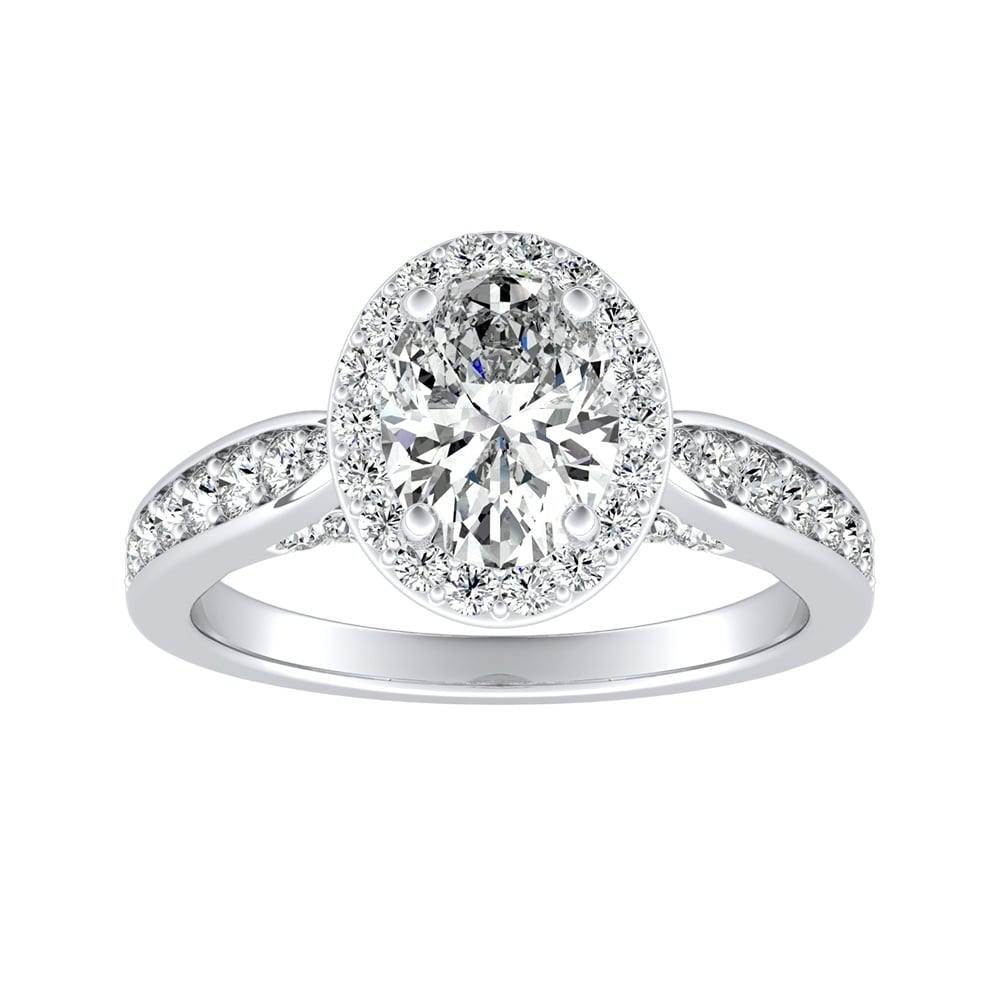 Auriya 14K Gold Gia Certified 1 1 2Ct Tdw Oval Cut Halo Diamond Engagement Ring