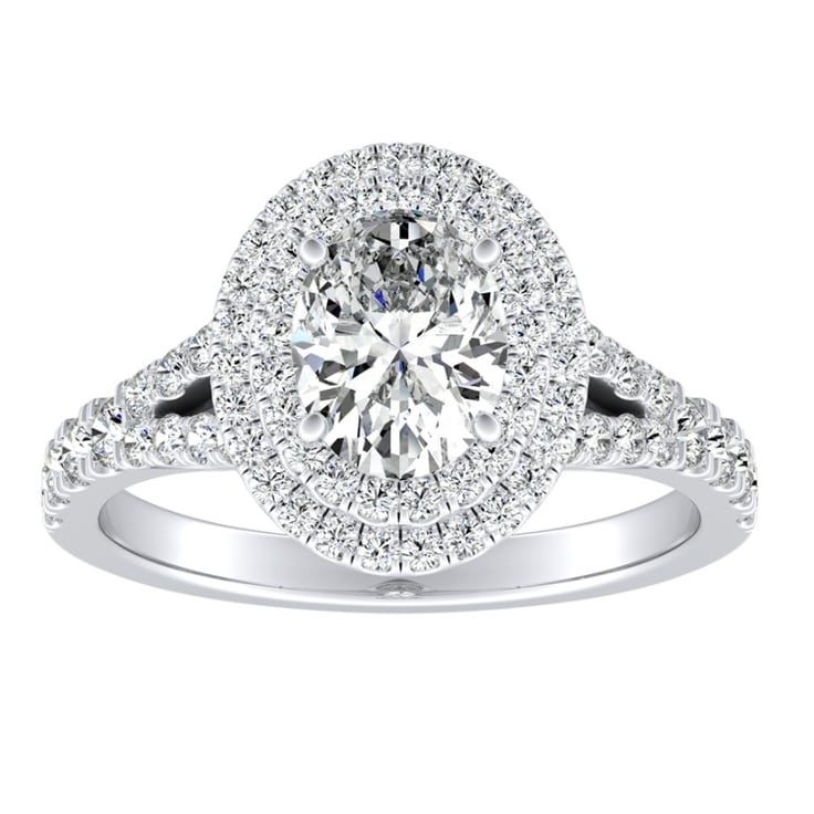 Auriya Split Shank 1 1 2Ctw Double Halo Oval Diamond Engagement Ring Platinum Gold Gia Certified