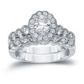 Platinum Vintage Inspired 1 3 5Ct Tdw Oval Diamond With Halo Engagement Ring Set By Auriya