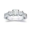 Auriya Platinum 1Ct Tdw Princess Cut 3 Stone Diamond Engagement Ring
